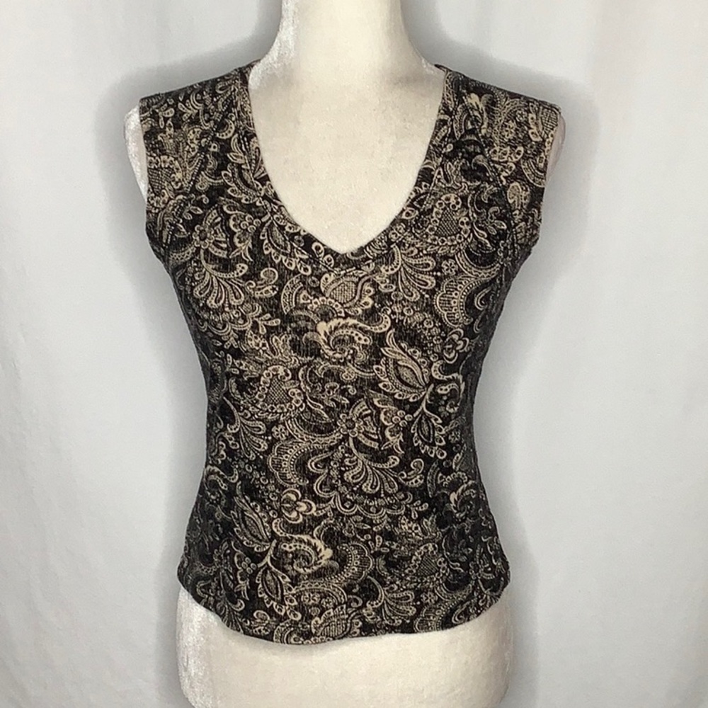 Express Sleeveless Printed Velvet Velour Top Size S